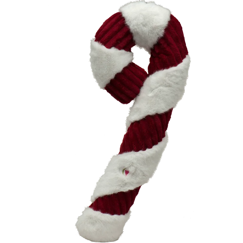 HuggleHounds Holiday 2024 Candy Cane Plush Dog Toy, Large