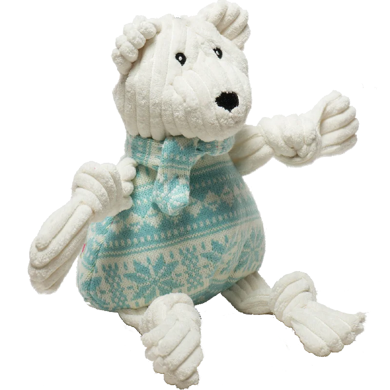 HuggleHounds Holiday 2024 Tundra Polar Bear Knottie Plush Dog Toy, Small