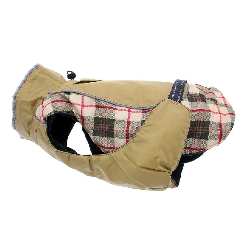 Alpine All-Weather Dog Coat Beige Plaid