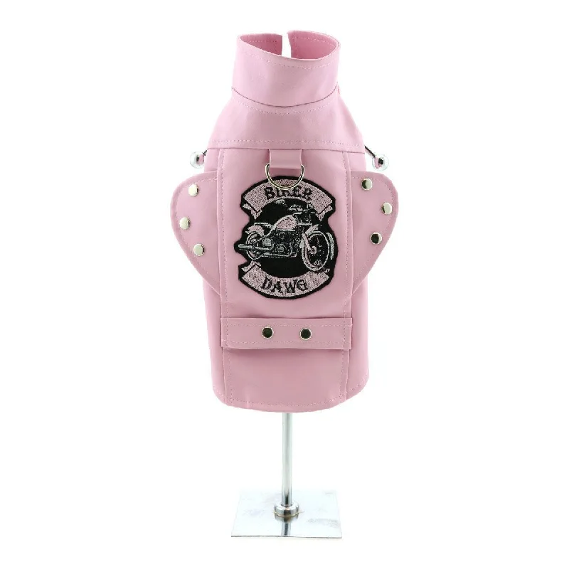 Biker Dawg Motorcycle Dog Coat Pink