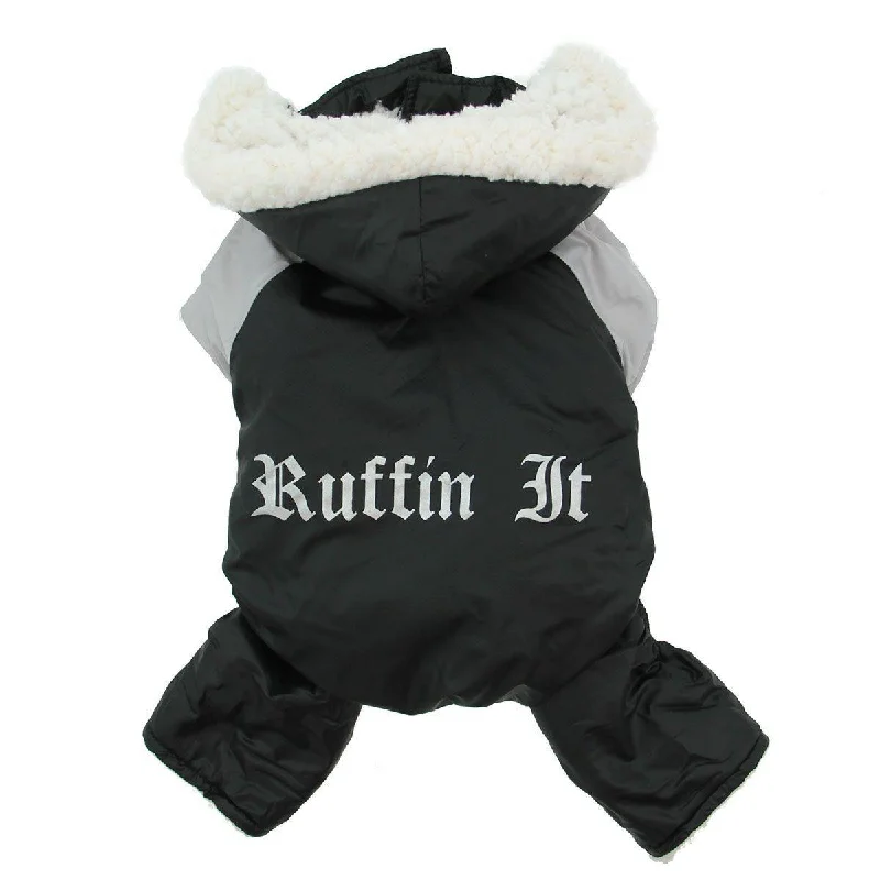 Black And Grey "Ruffin It" Dog Snow Suit