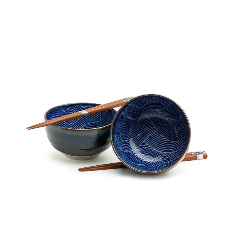 5" Bowl and Chop Sticks Set/2, "Aranami"