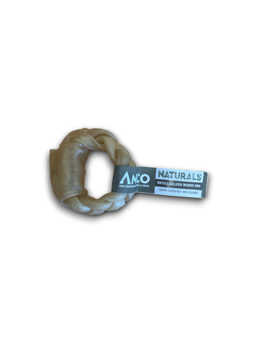 Anco Naturals Buffalo Collagen Braided Ring Dog Chew