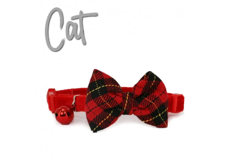 Ancol Vintage | Safety Cat Collar | Red Tartan with Bow