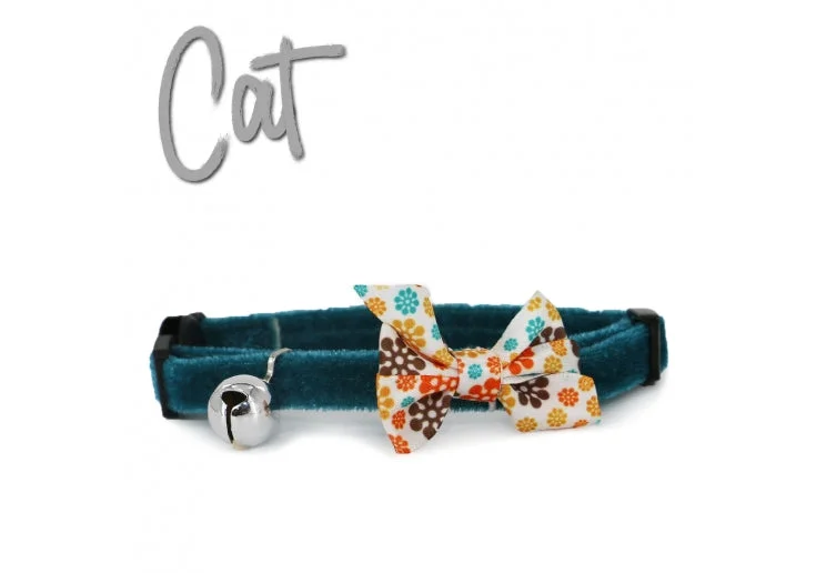 Ancol Vintage | Safety Cat Collar | Teal with Bow