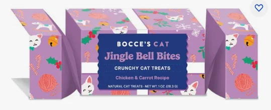 Bocce's Holiday Crackers Jingle Bell Bites Cat Treats 1oz bag