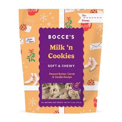 Bocce's Holiday Milk N' Cookies Soft & Chewy Dog Treats 6oz Bag