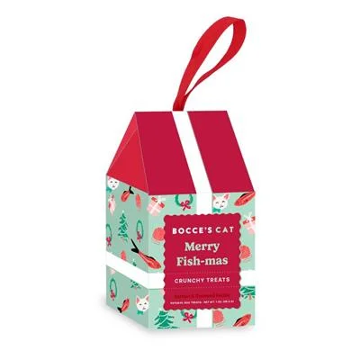 Bocce's Holiday Ornament Merry Fish-Mas Cat Treats 1oz bag