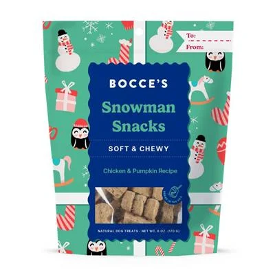 Bocce's Holiday Snowman Snacks Soft & Chewy Dog Treats 6oz Bag