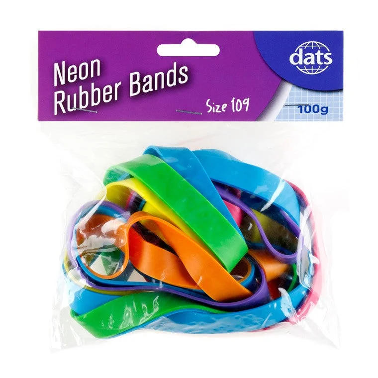 Neon Rubber Bands, 100g