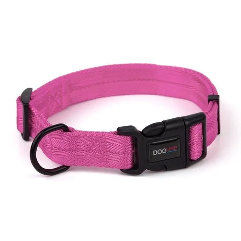 Dogline Nylon Flat Collar Pink W3/4"xL13"-20"