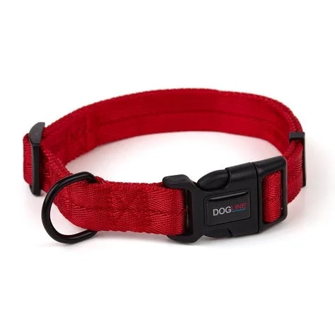 Dogline Nylon Flat Collar Red w3/4"xL13"-20"