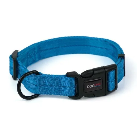 Dogline Nylon Flat Collar Cyan W1"xL16"-24"