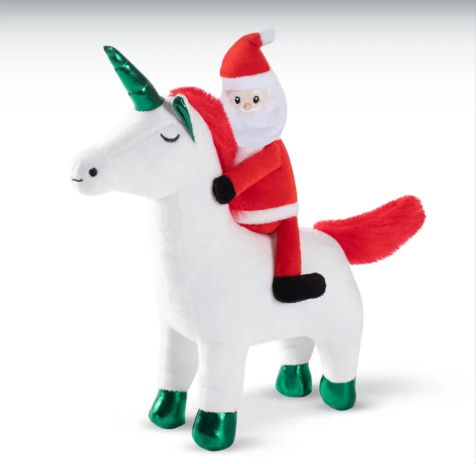 Fringe Dog Toy Holiday Santa Unicorn