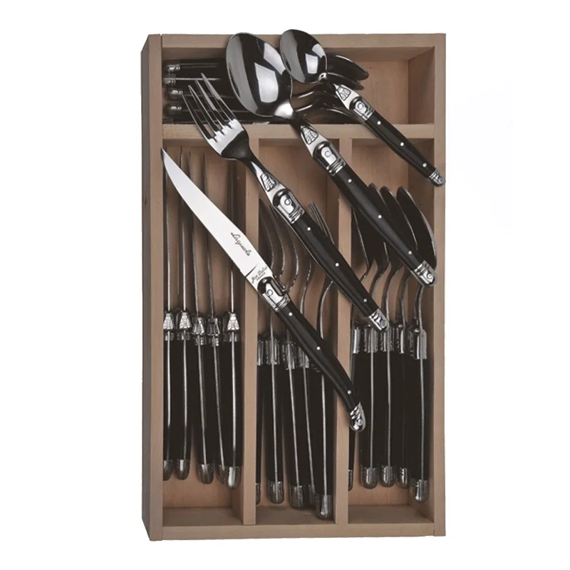 Laguiole Flatware Set in Black, 24 Pc.