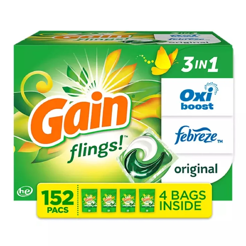 Gain Flings! Liquid Laundry Detergent Pacs, Original Scent - 152 ct