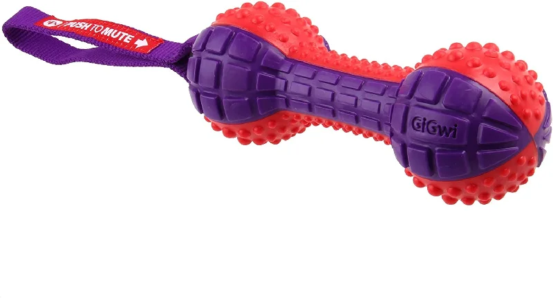 GiGwi Dumbell 'Push to Mute' Solid, Solid Red and Purple Toy for Dog