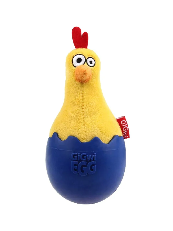 GiGwi Egg Wobble Fun and Plush Combination Toy for Dog, Blue and Yellow