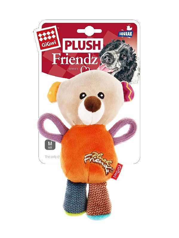 GiGwi Plush Friendz Toy - Beer with Squeaker, Orange for Dog, Medium