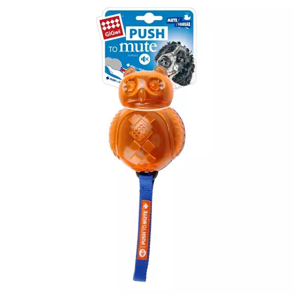 GiGwi - Push to Mute Owl Squeaker Toy - Blue/Orange