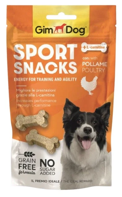 GIMDOG Sport Snacks mini oase cu Pui şi L-carnitină 60g