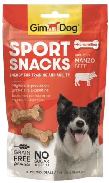 GIMDOG Sport Snacks mini oase cu Vită şi L-carnitină 60g