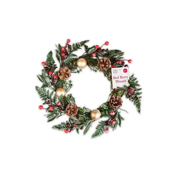 Holly & Ivy Red Berry Wreath 40cm