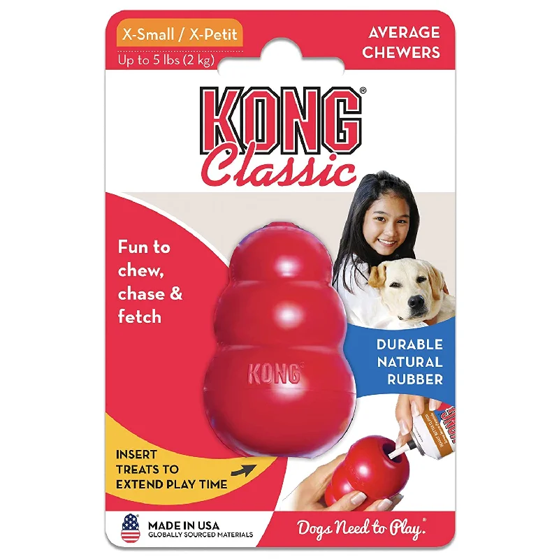 KONG Classic Durable Natural Rubber Dog Toy, Red, X-Small