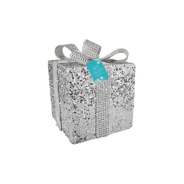 Large Glitter Gift Box Decoration 17x17c