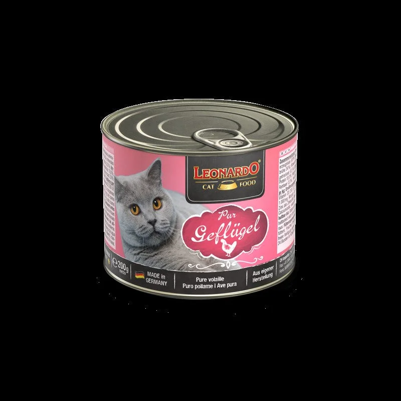 leonardo canned cat food grain free pur poultry 200gr (germany)