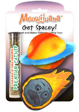 MEOWIJUANA Get Spacey Comet & Planet Refillable Toy, 2pk