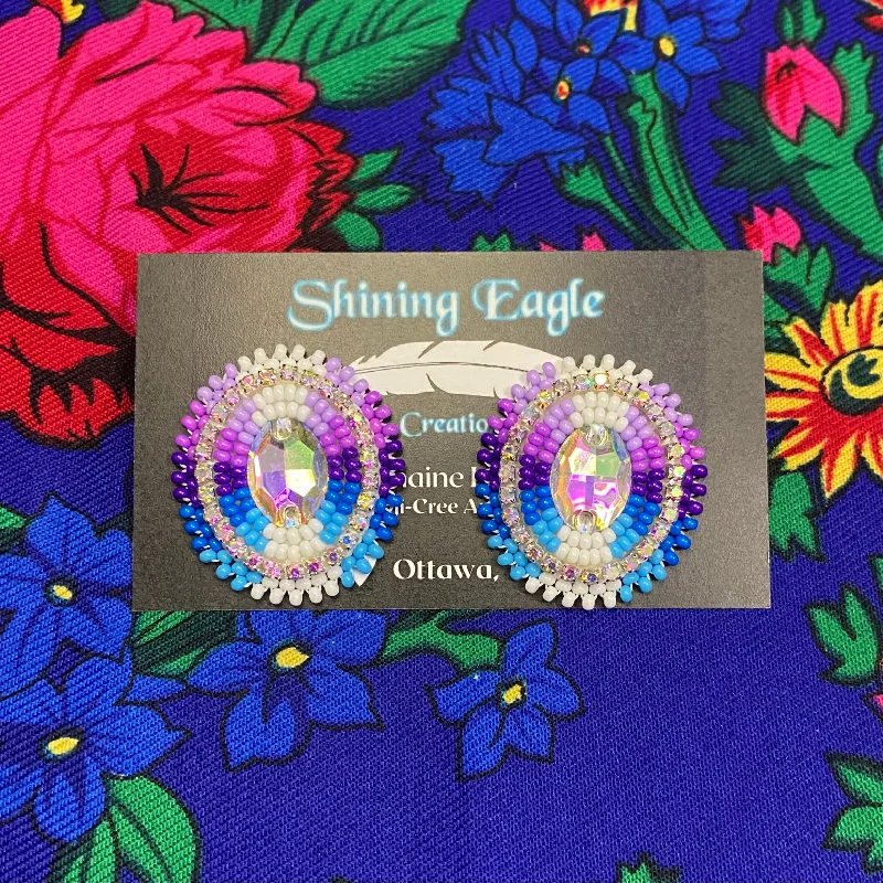 Mini Purple & Blue Ombre Beaded Earrings