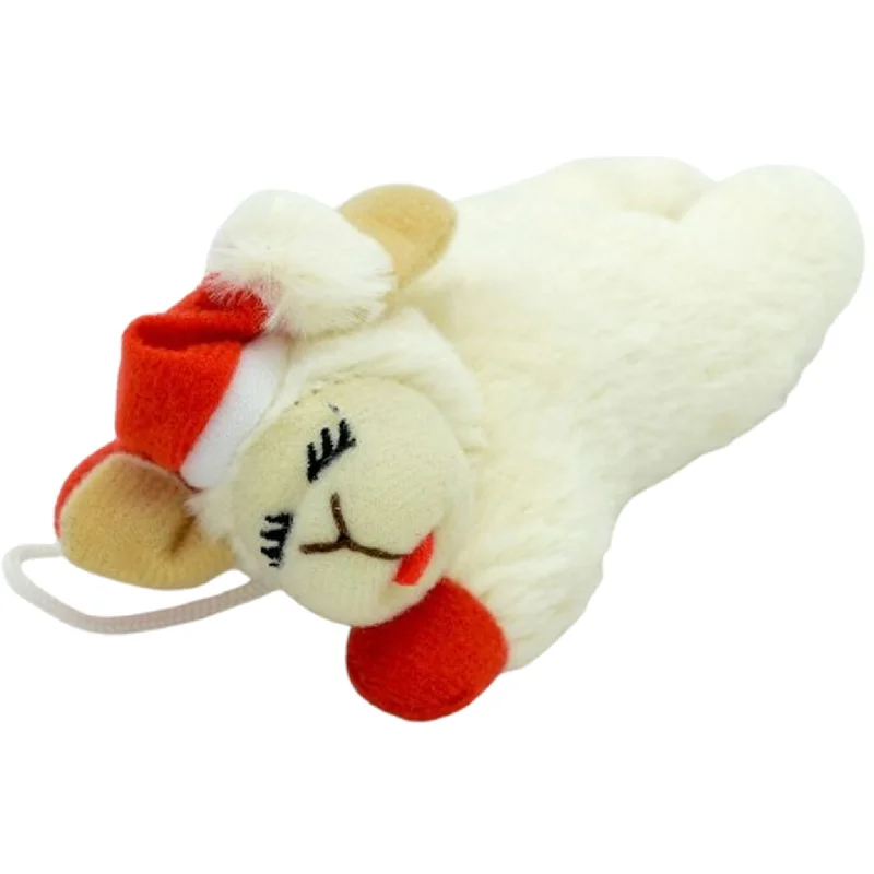 Multipet Holiday Lamb Chop w/ Santa Hat Cat Toy