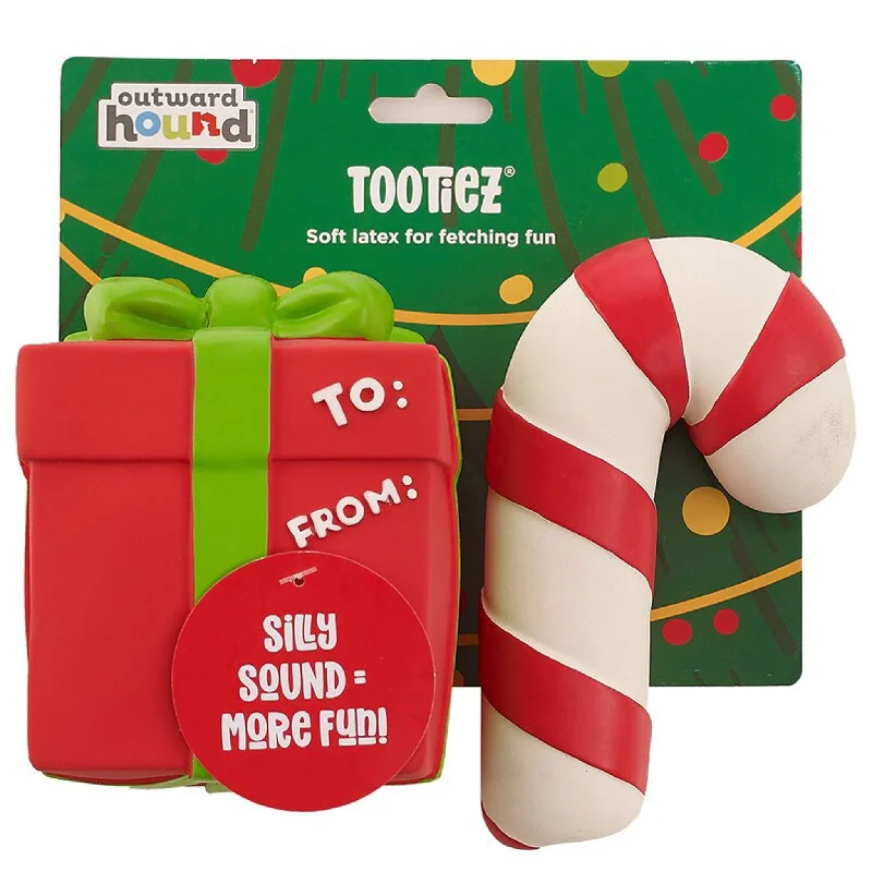 Outward Hound Tootiez Gift & Candy Cane Dog Toys - 2 pack