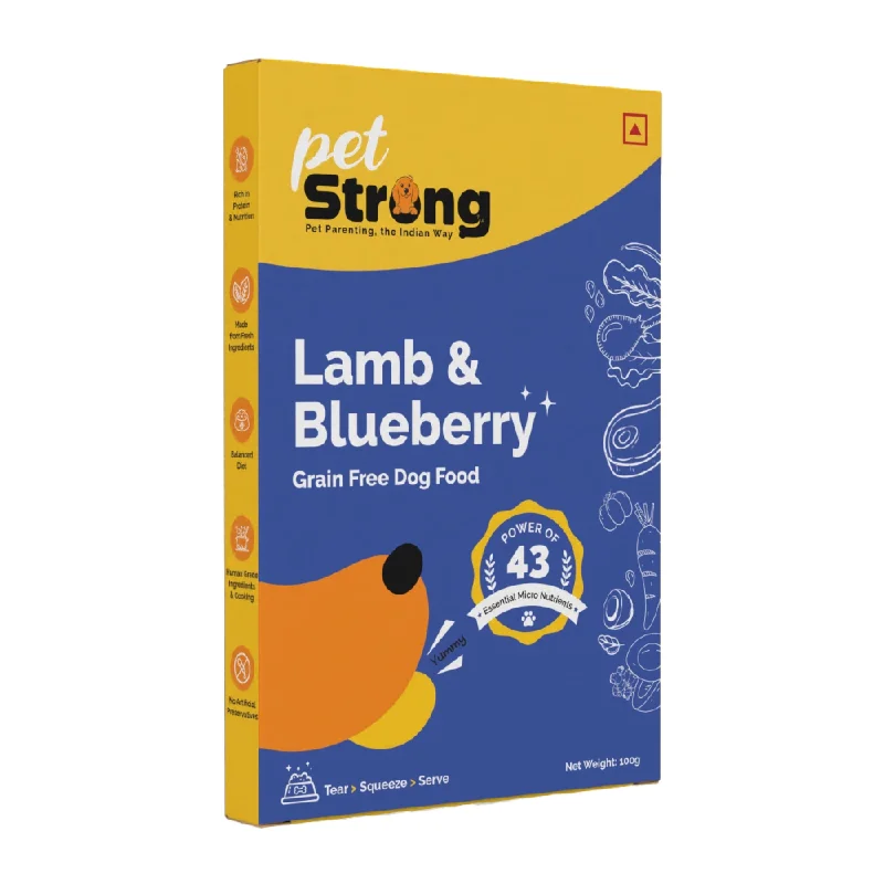 PetStrong Lamb and Blueberry Grain Free Fresh Food for Dogs (100g)