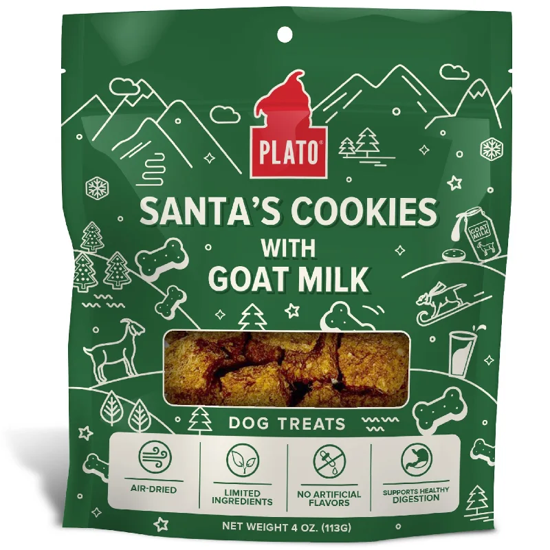 Plato Santa's Goat Milk Cookies Duck Dog Treats 4 oz