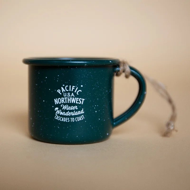 PNW Campfire Mug Ornament (Green)