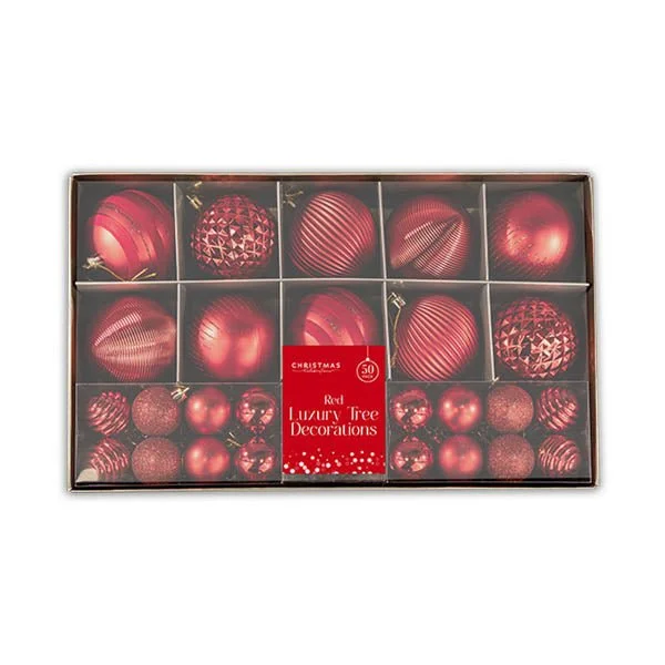 Red Luxury Tree Decorations 50 Pack