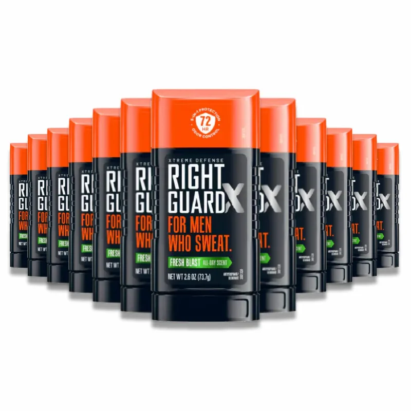 Right Guard - Xtreme Defense, Antiperspirant Deodorant, Solid Stick, Fresh Blast - 2.6 oz - 12 Pack