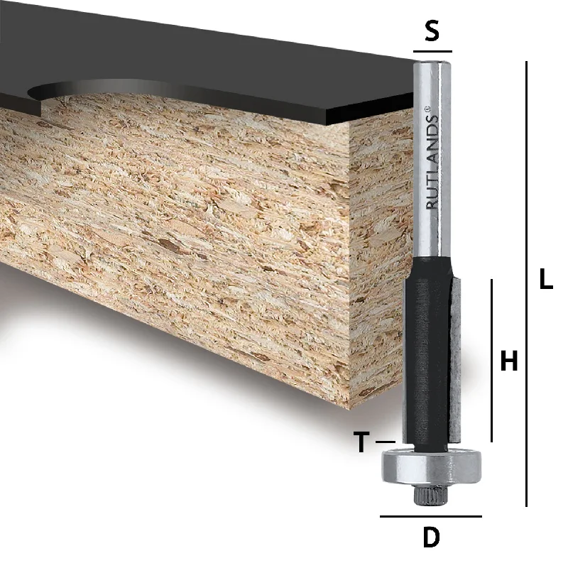 Router Bit - Overhang Trim - D=10mm H=13mm T=3mm L=58mm S=1/4"