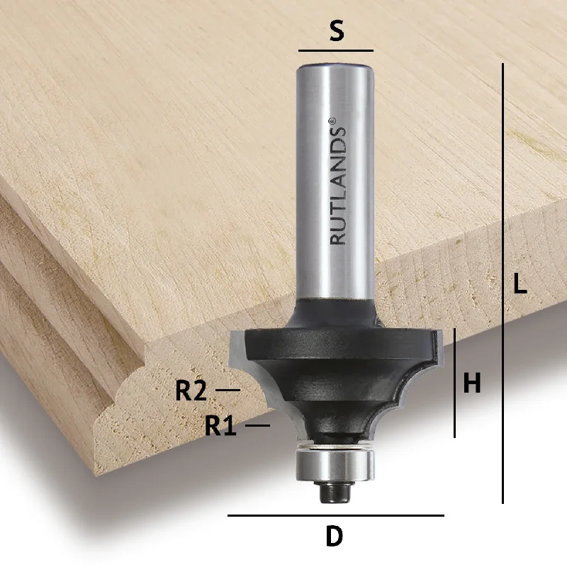 Router Bit - Ovolo Beading - D=34.9mm H=17.5mm R1=4.76mm R2=6.35mm L=70mm S=1/2"