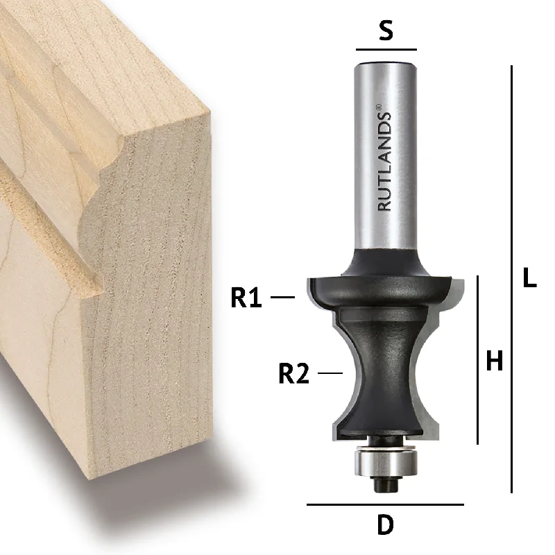 Router Bit - Palace Pattern - D=31.8mm H=32.5mm R1=5.16mm R2=12.3mm L=86mm S=1/2"