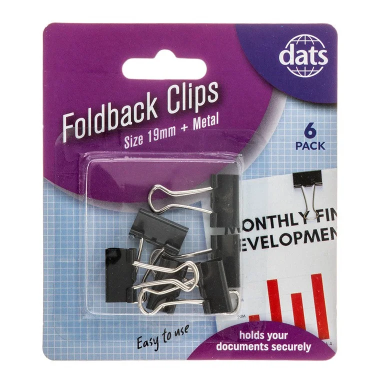 Foldback Clips, 19mm, 6pk