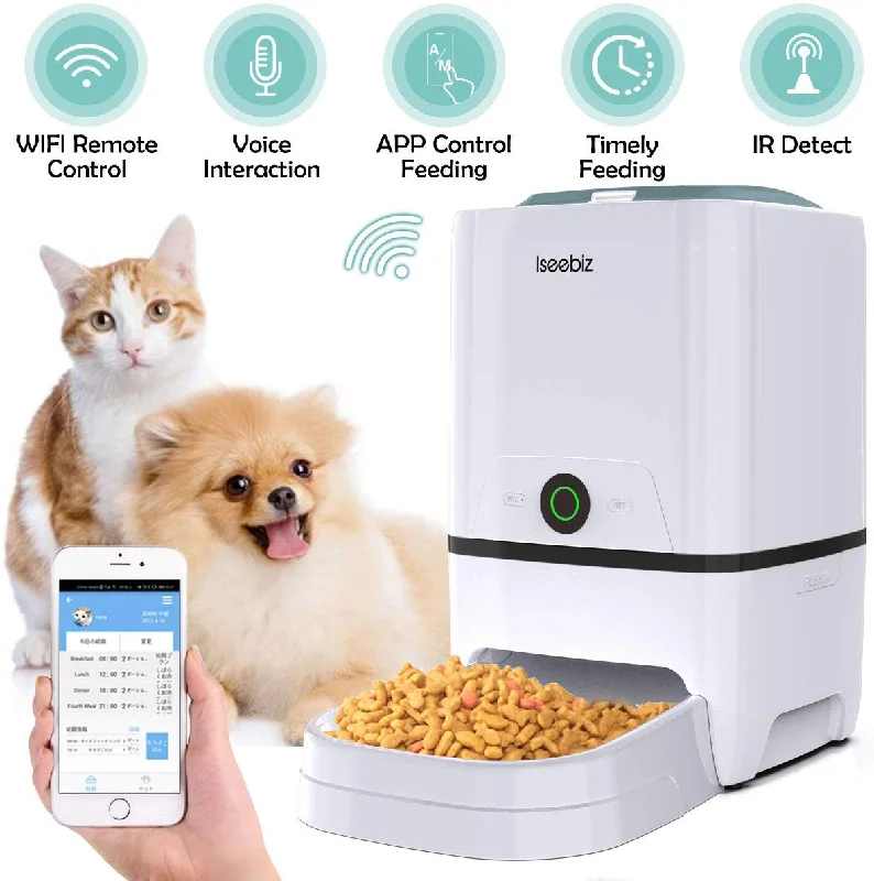 SEISSO Automatic Cat Feeder with WiFi App Remote Control Feeding, 6 Liter Dog Food Dispenser with Timer Programmable, Portion Control, Voice Recording, IP Detect, up to 8 Meals a Day for Pet Feeding