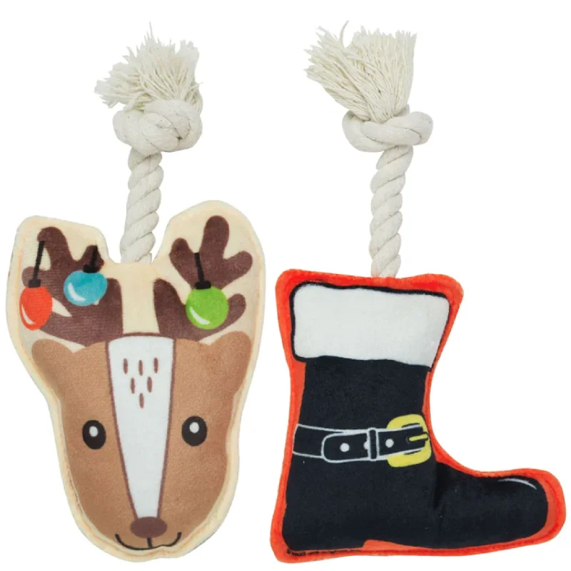 Speckle & Spot Reindeer & Boot Mini Rope Dog Toys