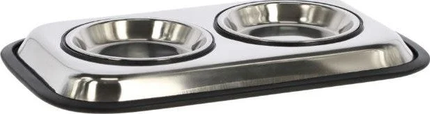 STEEL -CAT  DISH WITH DOUBLE BOWL 77410sd