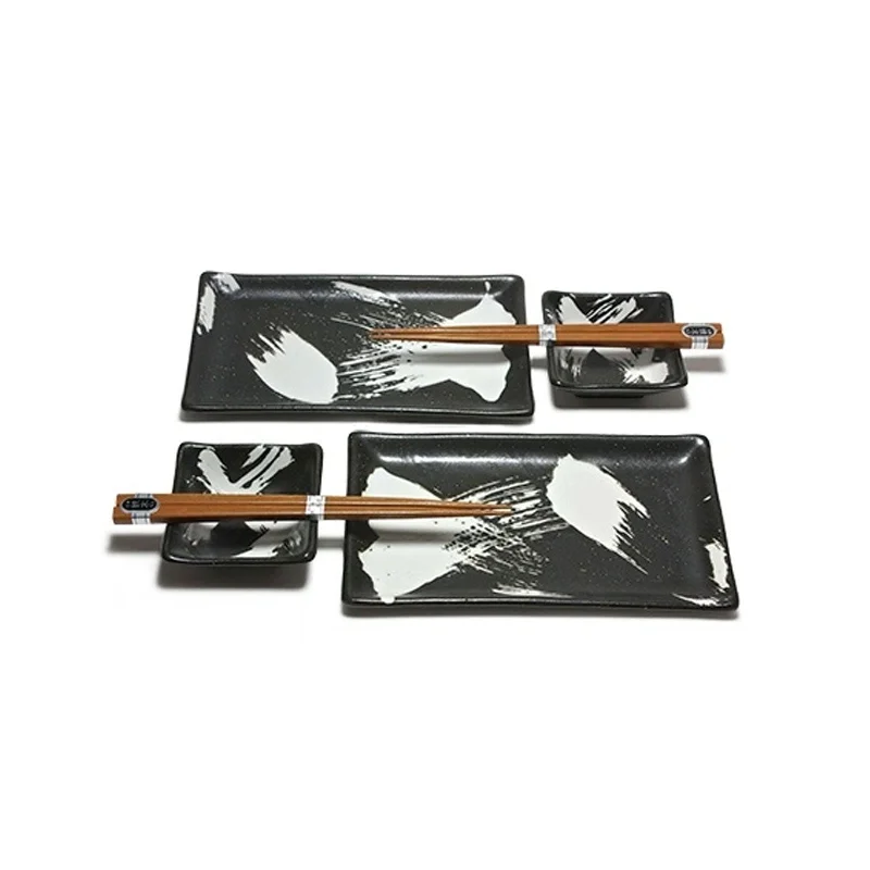 Sushi For Two Set, Brushstroke Black/White