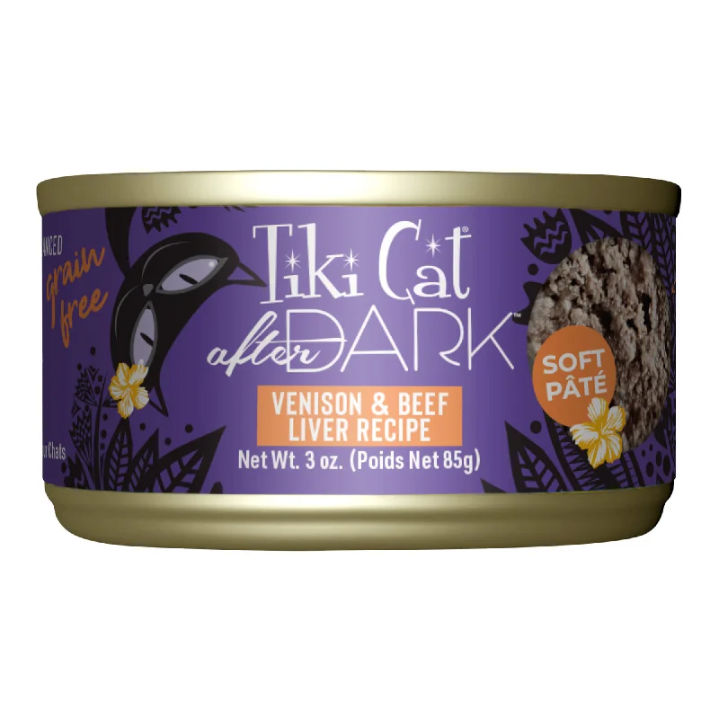 Tiki Cat After Dark Pate Wet Cat Food, Wild Venison & Beef Liver, 3 oz Cans, 12 ct