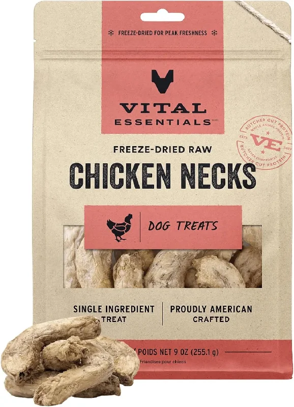 Vital Essentials Freeze-Dried Raw Chicken Necks Dog Treats, 9 oz